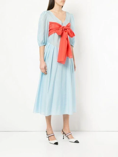 Shop Anna October Alisa Bow-embellished Dress - Blue