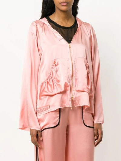 Shop Giacobino Asymmetric Zip Front Hoodie - Pink