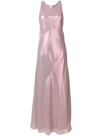 Shop Alberta Ferretti Shimmery Racerback Maxi Dress In Pink