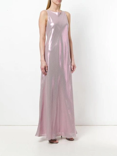 Shop Alberta Ferretti Shimmery Racerback Maxi Dress In Pink