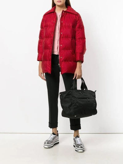 Shop Prada Feather Down Padded Jacket - Red