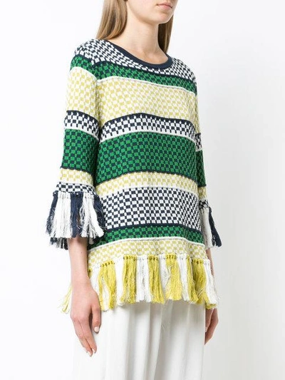 Shop Rosie Assoulin Woven Striped Sweater - Green