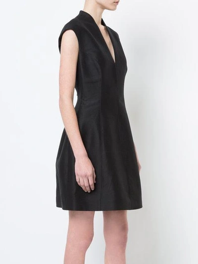 Shop Halston Heritage Sleeveless Plunge Mini Dress In Black