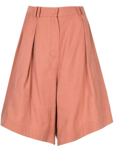 Shop Dalood Wide-leg Shorts - Brown