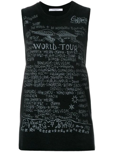 Shop Givenchy Printed Sleeveless T-shirt - Black