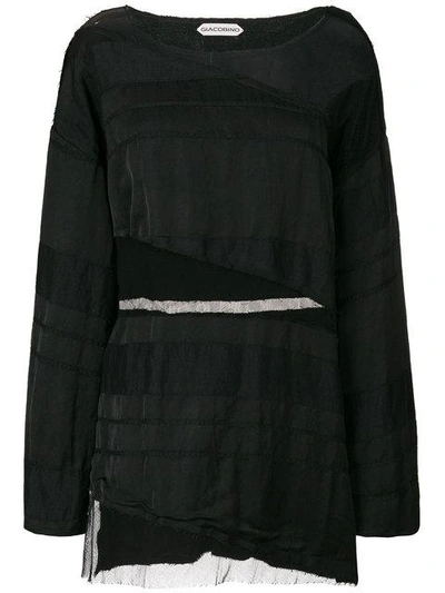 Shop Giacobino Sheer Panel Mini Dress In Black