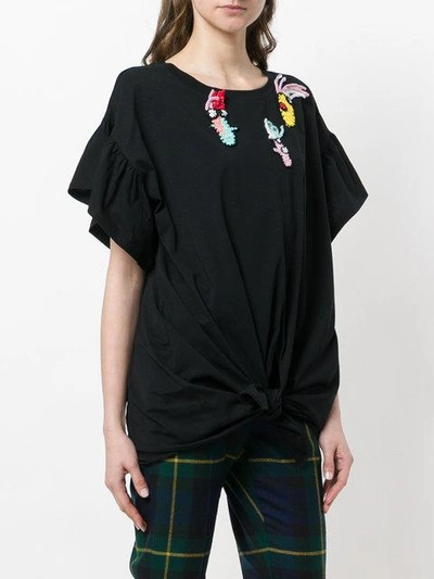 Shop Tsumori Chisato Knit Detail Tied T-shirt