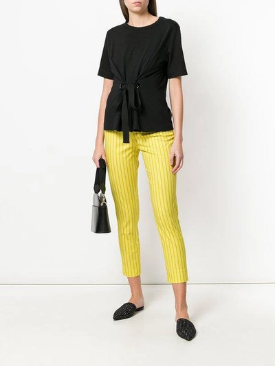 Shop Piazza Sempione Striped Cropped Trousers - Yellow
