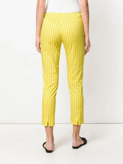 Shop Piazza Sempione Striped Cropped Trousers - Yellow