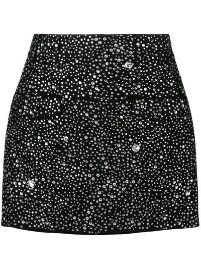 Shop Balmain Crystal Embellished Mini Skirt - Black