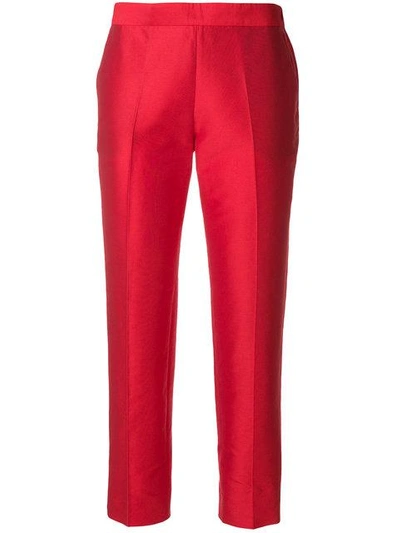 Shop Alberto Biani Cropped Tailored Trousers In Red