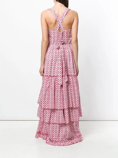 Shop Aybi Apple Print Tiered Maxi Dress - Pink