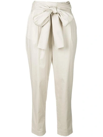 Shop Miahatami Bow Tie Tapered Trousers In Nude & Neutrals