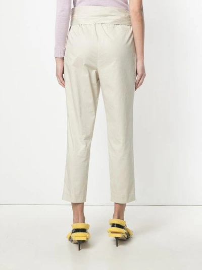 Shop Miahatami Bow Tie Tapered Trousers In Nude & Neutrals