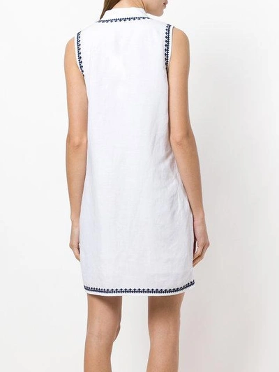 Shop Tory Burch Aztec Embroidered Dress In White