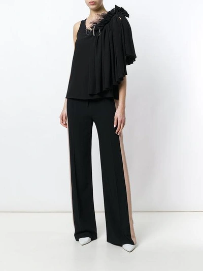 Shop Ainea Asymmetric Sleeve Blouse In Black