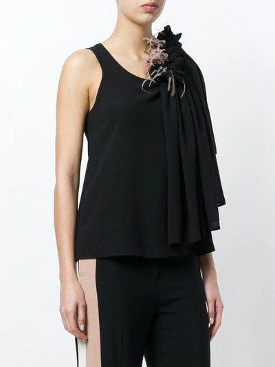 Shop Ainea Asymmetric Sleeve Blouse In Black