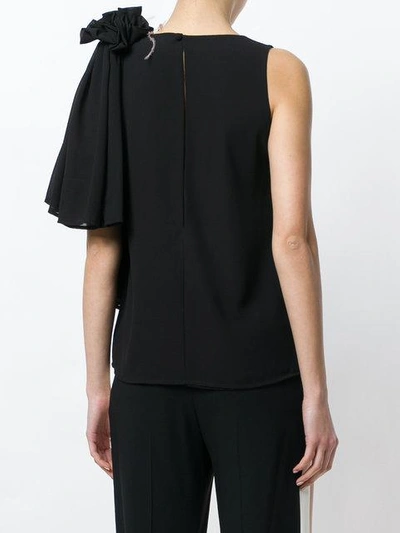 Shop Ainea Asymmetric Sleeve Blouse In Black