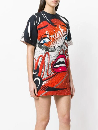 Moschino Eyes Printed Jersey T-shirt Dress In A1115 Bianco/rosso