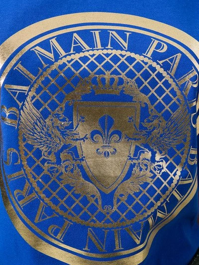 Shop Balmain Logo Crest Tank Top - Blue