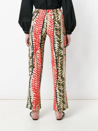 Shop Alberta Ferretti Leaf Print Trousers In 1045