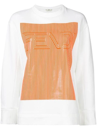Shop Fendi Contrast Logo Sweatshirt