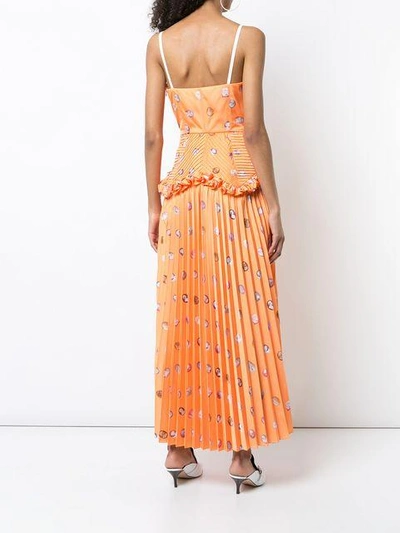 Shop Rosie Assoulin Patterned Pleated Detail Dress - Yellow