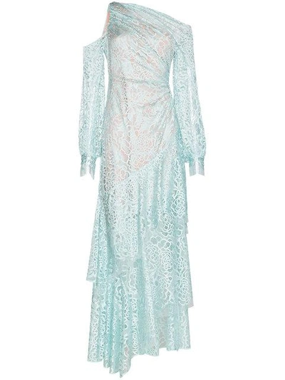 Shop Peter Pilotto Lace Cold-shoulder Asymmetric Dress