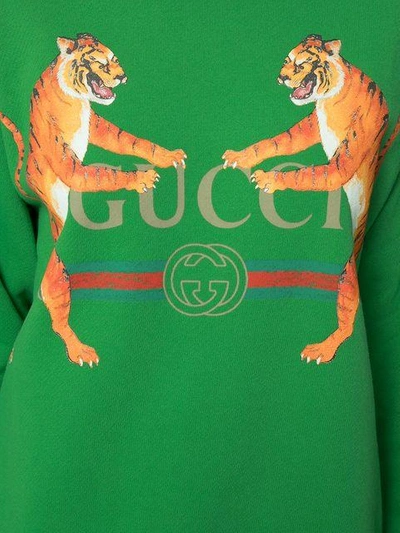 Shop Gucci Logo With Tigers Sweatshirt In Green