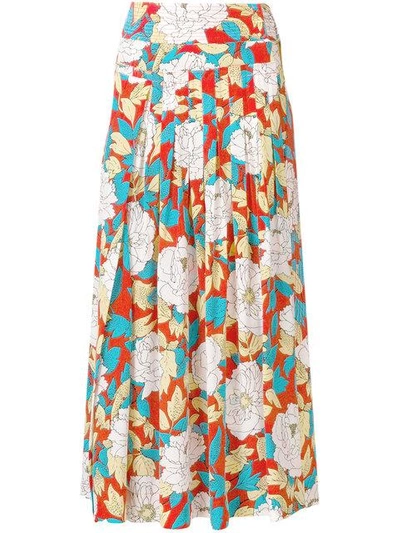 pleated floral skirt