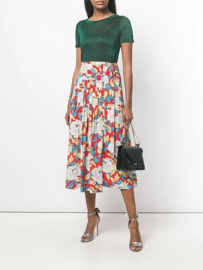 pleated floral skirt