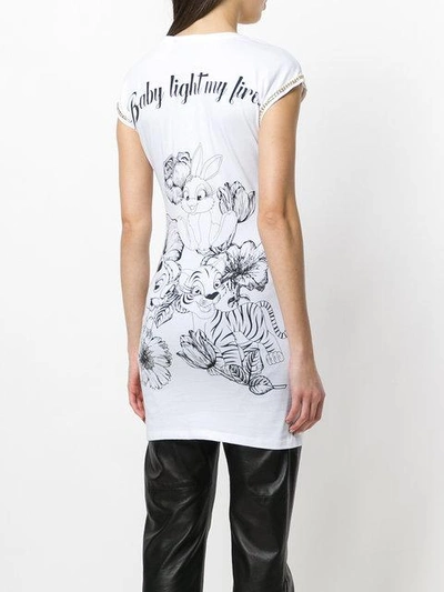 Shop Philipp Plein Longline Bambi T-shirt In White