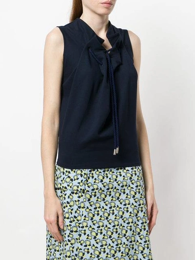Shop Carven Drawstring Sleeveless Top In Blue
