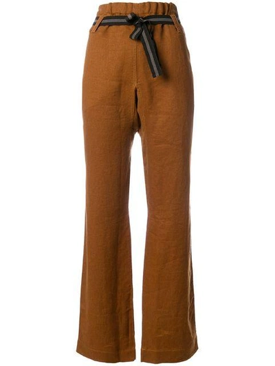 Shop Caramel Belted Trousers In Yellow