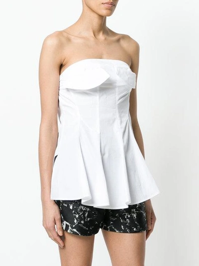 Shop Y's Flared Strapless Top In White
