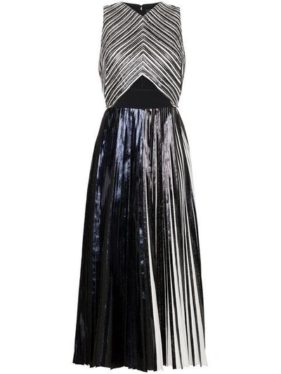 Shop Proenza Schouler Pleated Criss Cross Foil Dress In Black