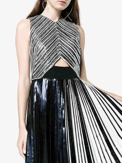 Shop Proenza Schouler Pleated Criss Cross Foil Dress In Black