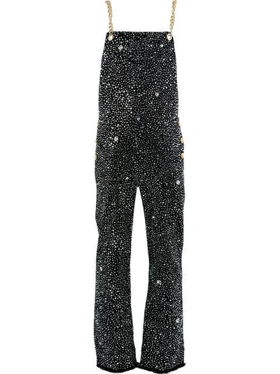 Shop Balmain Crystal-embellished Jumpsuit In Black