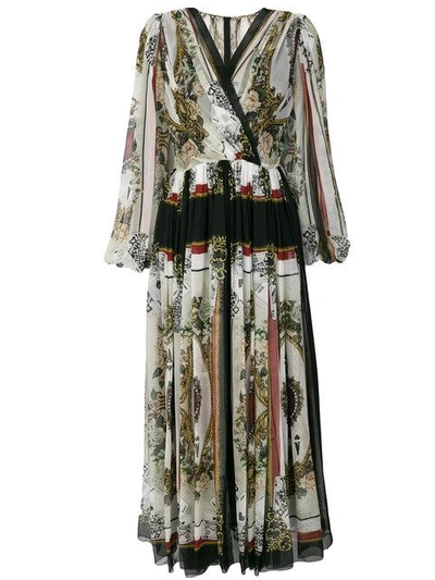 Shop Dolce & Gabbana Draped Printed Dress In Multicolour