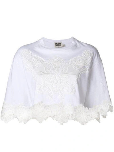 Shop Fausto Puglisi Floral Lace T In White