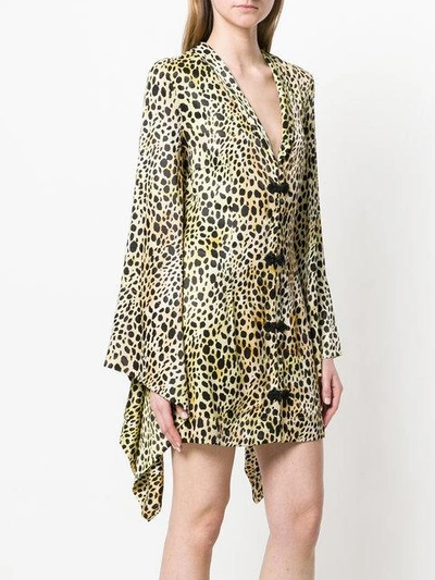 Shop De La Vali Leopard Print Mini Dress - Yellow