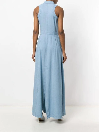 Shop Balmain Long Denim Dress - Blue
