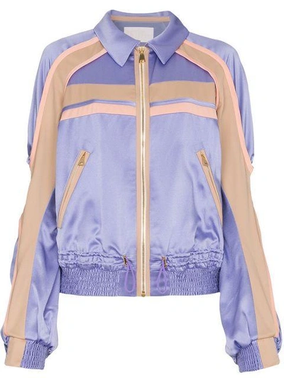 Shop Peter Pilotto Silk Contrast Cady Jacket In Purple