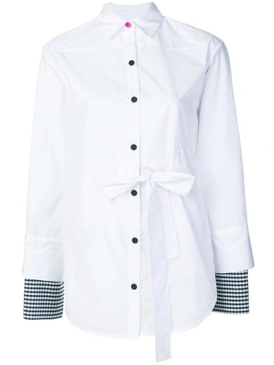Shop Eudon Choi Contrast-cuff Fitted Shirt - White