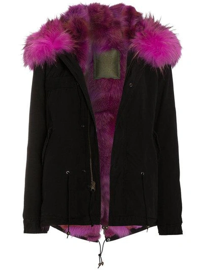 Shop Mr & Mrs Italy Mini Fur Lined Parka Jacket - Black