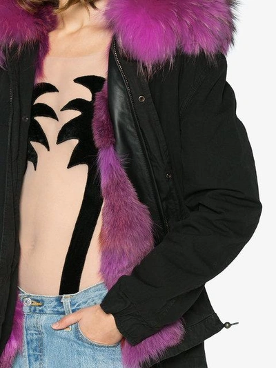 Shop Mr & Mrs Italy Mini Fur Lined Parka Jacket - Black
