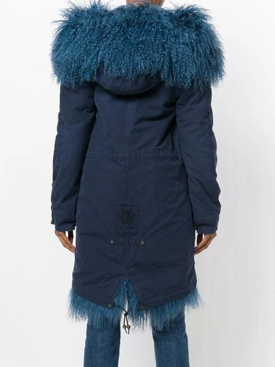 Shop Mr & Mrs Italy Trimmed Hood Midi Parka - Blue