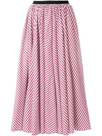 Shop Antonio Marras Striped Gathered Midi Skirt - Pink