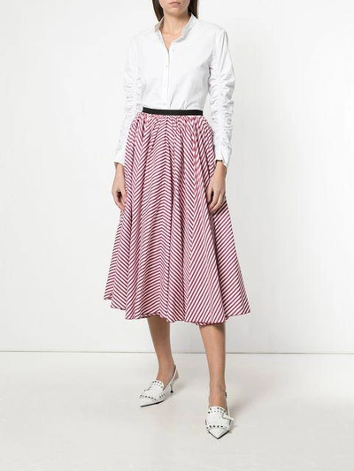 Shop Antonio Marras Striped Gathered Midi Skirt - Pink