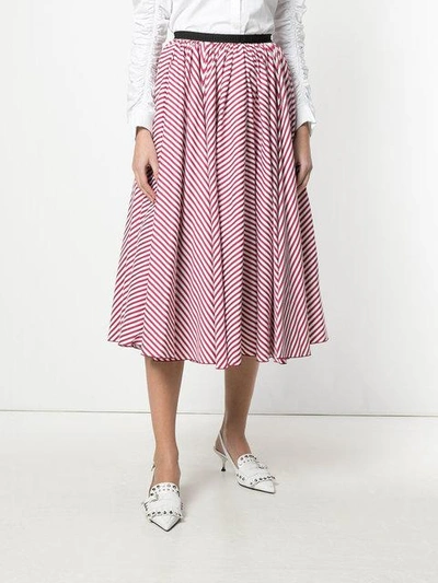 Shop Antonio Marras Striped Gathered Midi Skirt - Pink